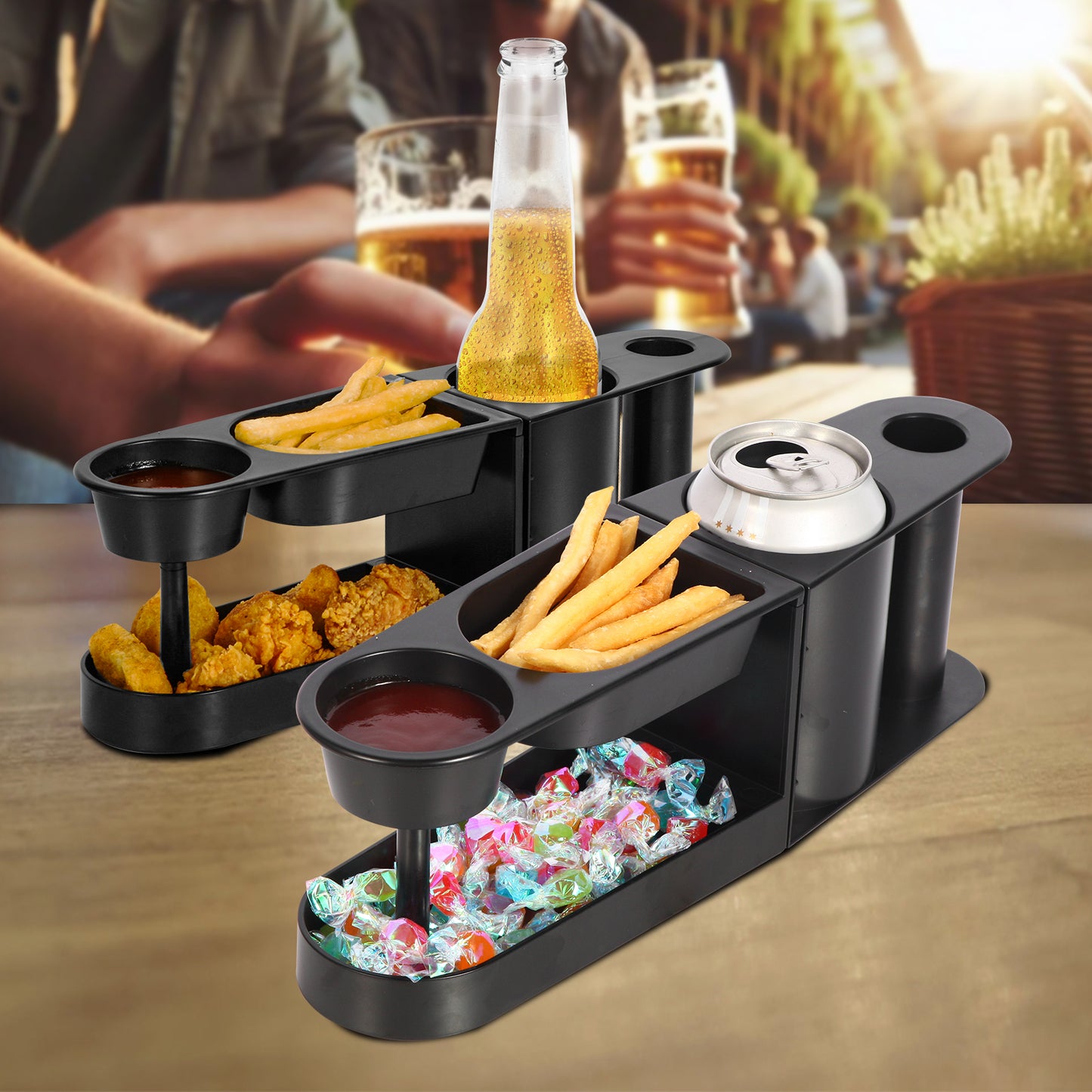 HEBEERNEW Snacks holder couch tray with can beer holder father day gift snacks container with drinks