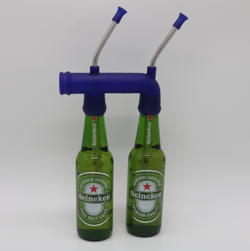 HEBEERNEW double beer bottle snorkel mixer drinks tool for bar party pregame gift