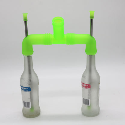 HEBEERNEW COMBO BEER SNORKEL WITH ADAPTER DRINKING TWO BOTTLES BEERS