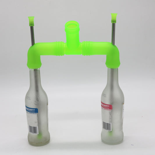 HEBEERNEW COMBO BEER SNORKEL WITH ADAPTER DRINKING TWO BOTTLES BEERS