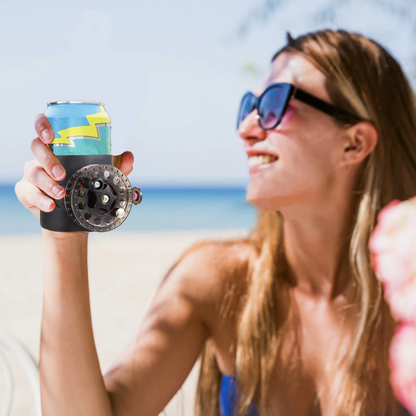 HEBEERNEW CAN HOLDER WITH FISHING WHEEL GREAT GIFT FOR FATHER DAYS