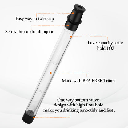 HEBEERNEW Portable take shots tube straw Shot Holder for Drinks Chasers 1OZ Black Shot Straw