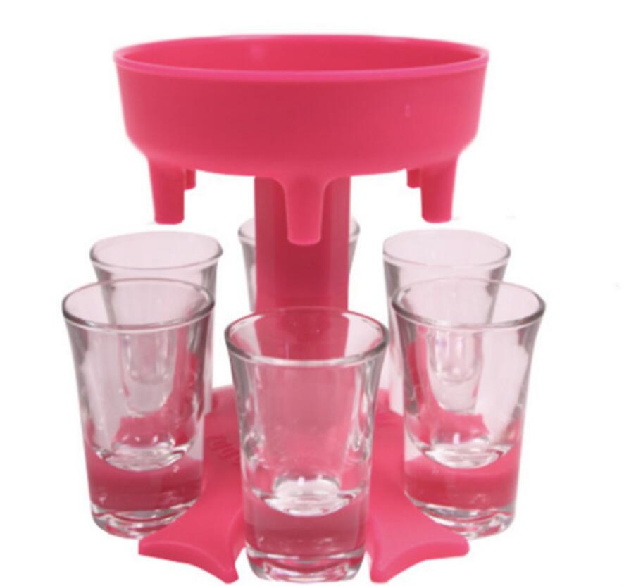 HEBEERNEW Plastic 6 shots dispenser holder wine beverage home party gifts bar