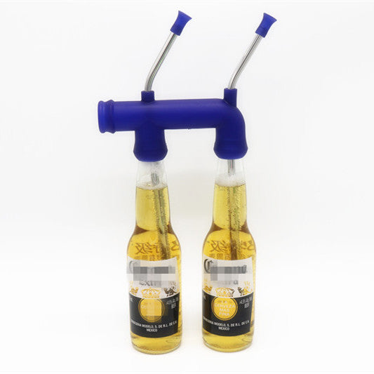 HEBEERNEW double beer bottle snorkel mixer drinks tool for bar party pregame gift