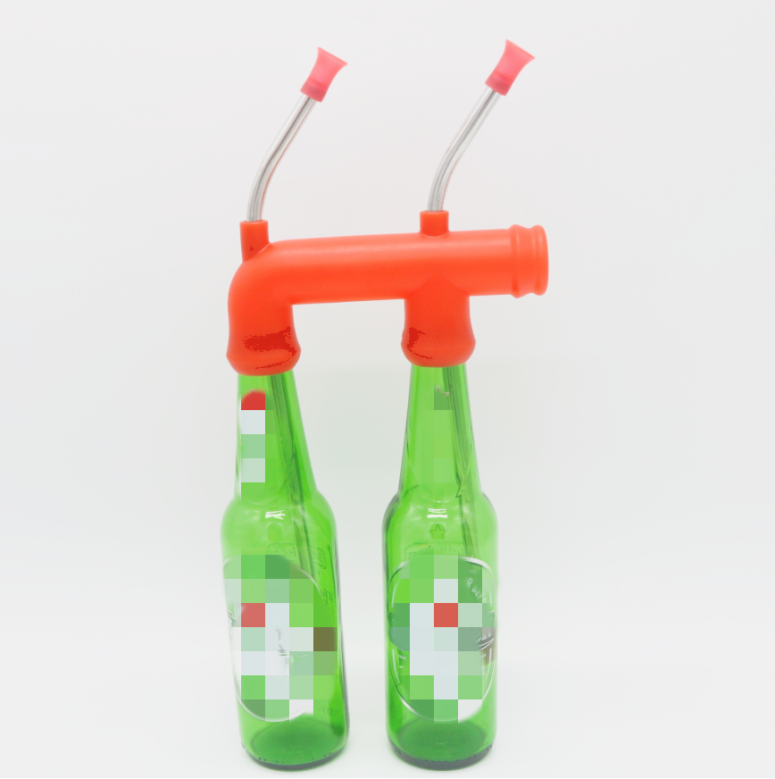 HEBEERNEW double beer bottle snorkel mixer drinks tool for bar party pregame gift