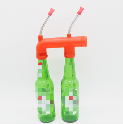 HEBEERNEW double beer bottle snorkel mixer drinks tool for bar party pregame gift