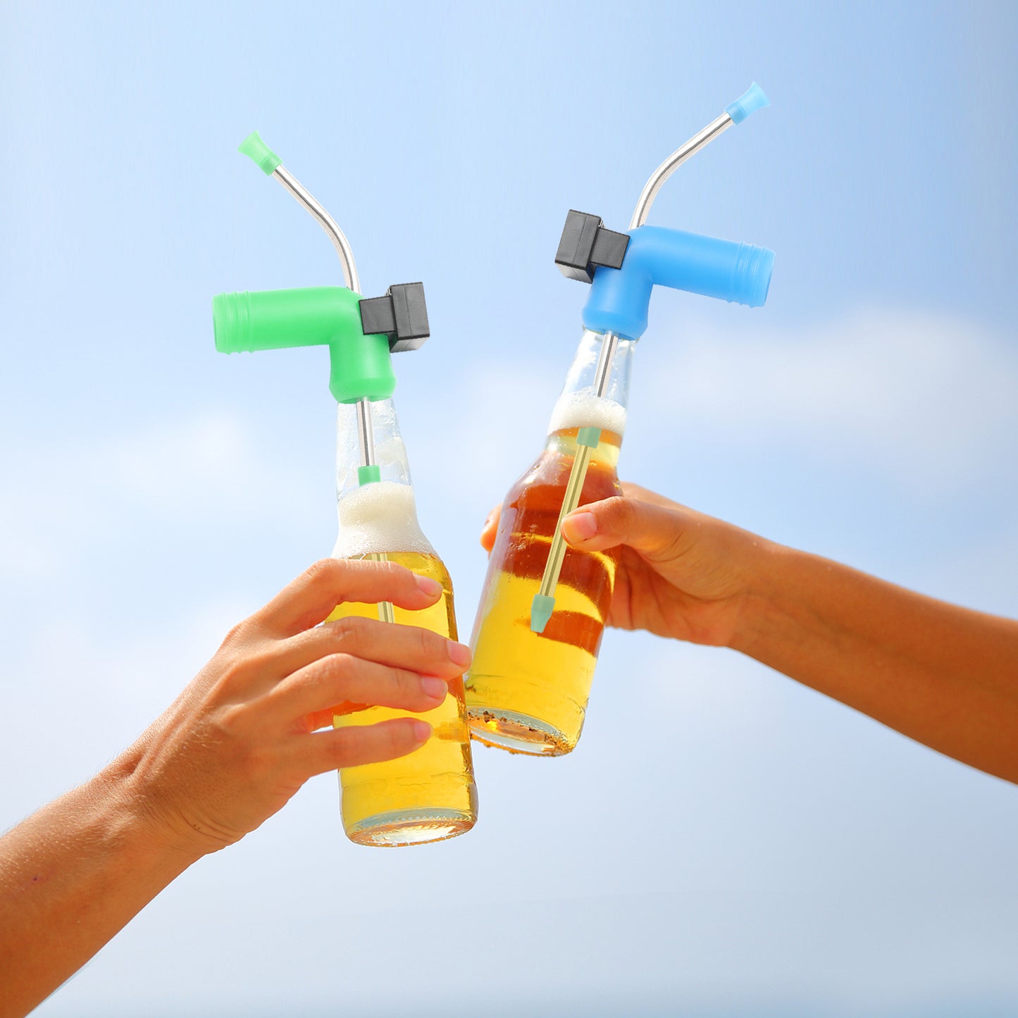 HEBEERNEW Beer Snorkel bottle beer funnel with timer for College Parties, Barbecues, Beer Drinking Games Party Soft Silicone